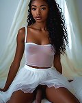 A cute ebony 21 year old trans girl gets naughty while stroking her dick